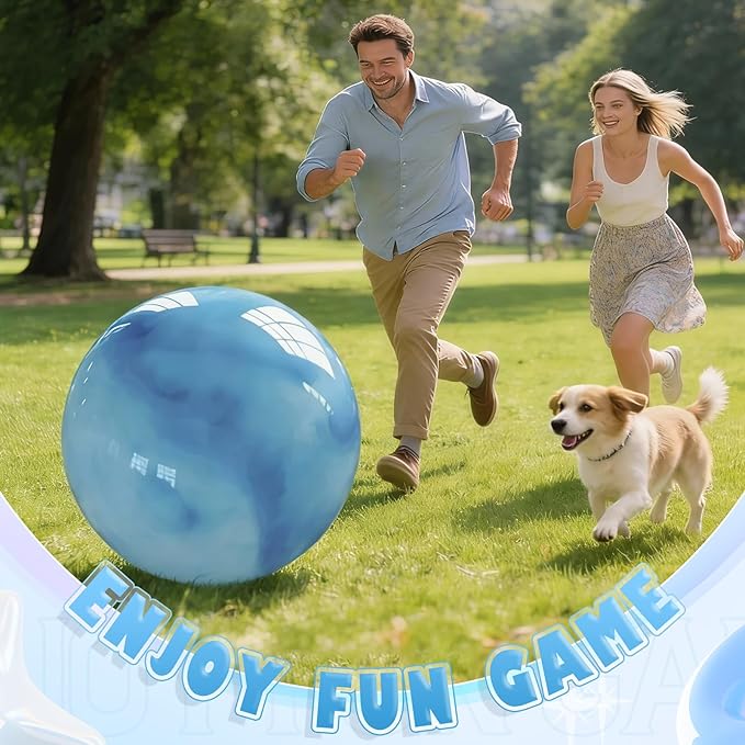 Lewtemi 16 Inch Jumbo Inflatable Playground Ball Marbleized Giant Large Rubber Kickball Four Square Bouncy Balls Giant Beach Dodgeball for Swimming Pool Sports Activities