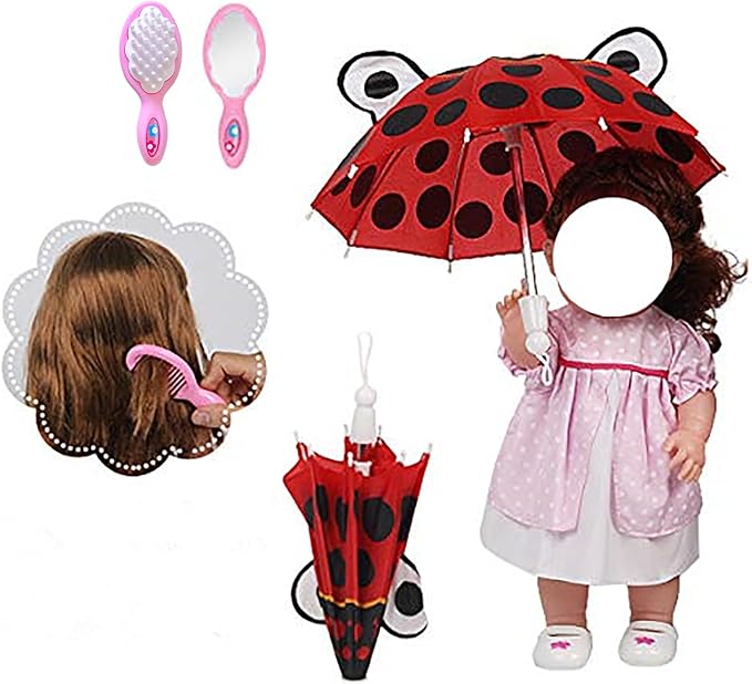 12 Pcs Set Handmade Baby Doll Clothes Dress Outfits Costumes for 12 13 14 15 inch Doll,Doll Hat Umbrella Mirror Comb Girl Christmas Birthday Gift for Little Girl