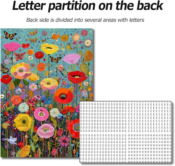 Bgraamiens 1000 Piece Jigsaw Puzzles for Adults – Maximalism Poppies and Butterflies – Bold Floral Arrangement with Vibrant Insects – Challenging Nature-Themed Gift