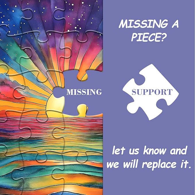 Impossible Puzzle for Adults 1000 Pieces, Ocean Sunset Puzzles with Colorful Rainbow Gradient, Magic Nature Art Jigsaw Puzzle, Challenging Hard Puzzle for Adults