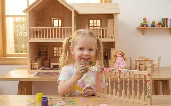 4 Pcs Doll House Handrail Wooden Mini Handrail Tiny Dollhouse Accessories Pretend Dollhouse Fence Decor House Mini Fence for Miniature Props