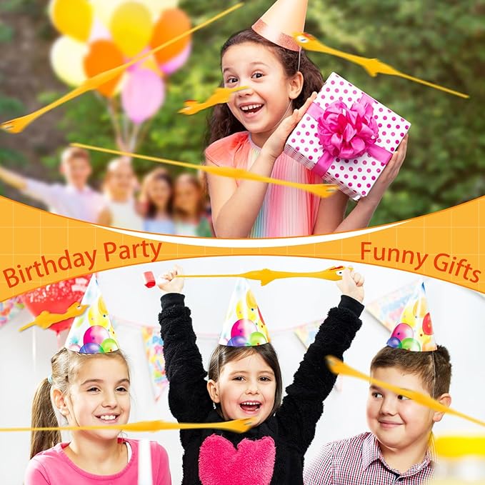 30Pack Finger Slingshot Chicken Rubber,Flick Stretchable Flying Sling Shot Chick Fingers for School Reward Easter Birthday Party Favors White Elephant Gift Exchange
