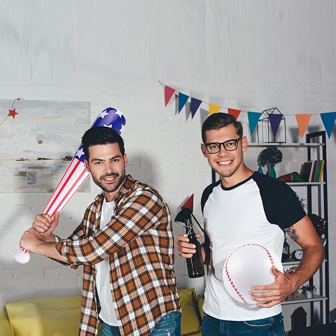 4 Pcs American Flag Inflatable Baseball and Baseball Bat,Blow Up Baseball Bat Beach Ball,Sports Theme Baseball Party Favors for Kids Adult Pool Beach,Sports Game Birthday Carnival Decor Photo Props