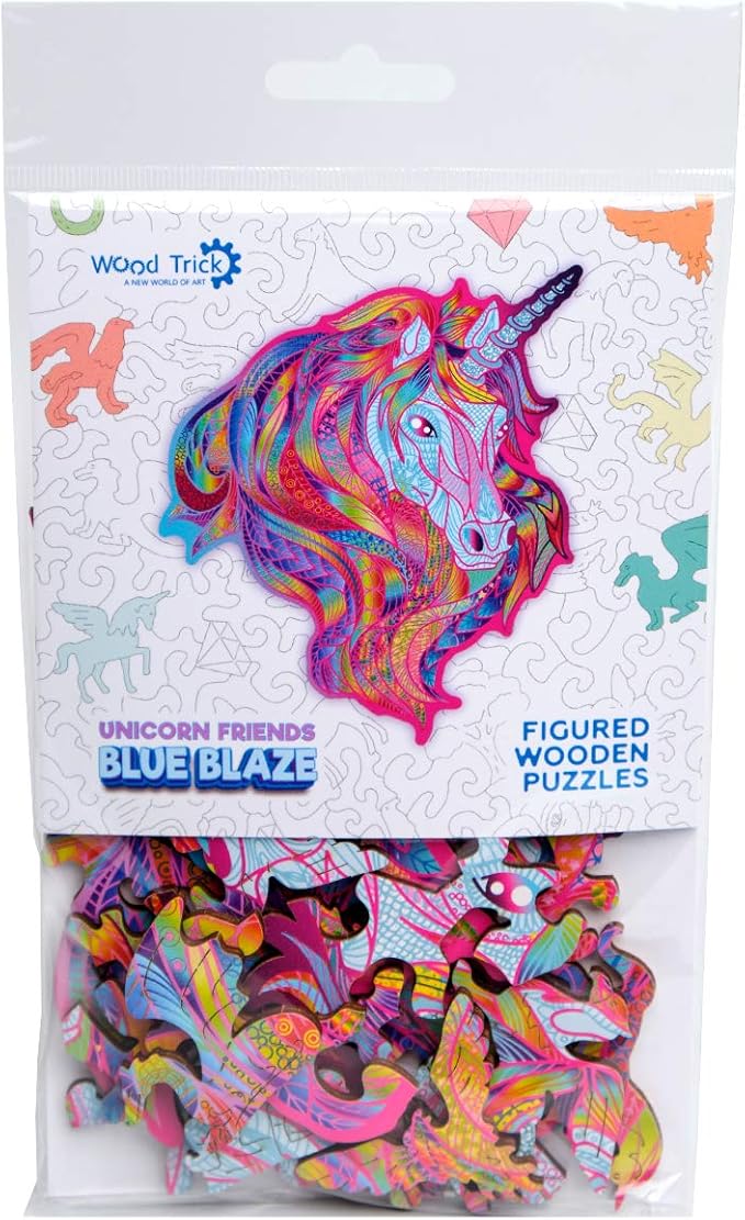 Wood Trick Blue Blaze Mini Wooden Jigsaw Puzzle for Adults and Kids - 6.3 x 6.7 in - Animal Unique Shaped Figured Jigsaw Puzzle Pieces - Premium Quality