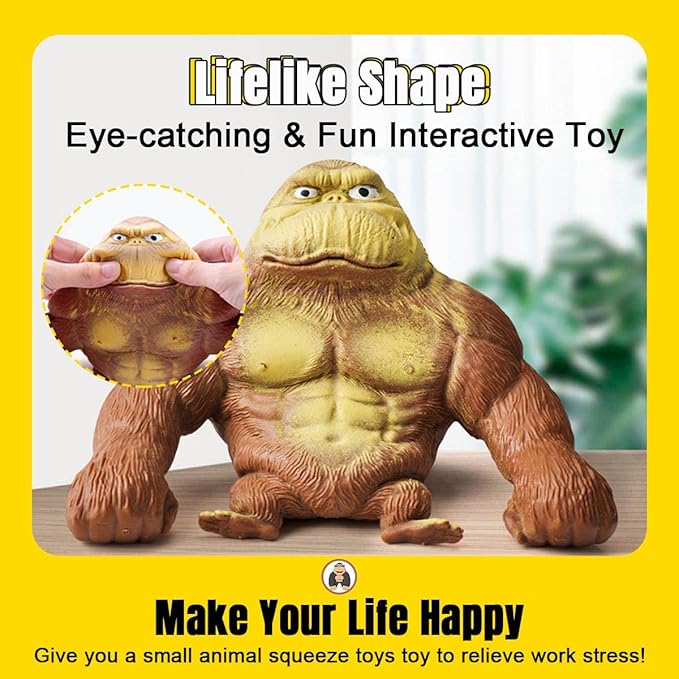 YHan Trending Stretchy Monkey Toy, Stretch Gorilla Toy, Kids Adult Stress Relief Squishy Toys Anxiety TikTok Gift Idea Stretch Gorilla Funny (Large)