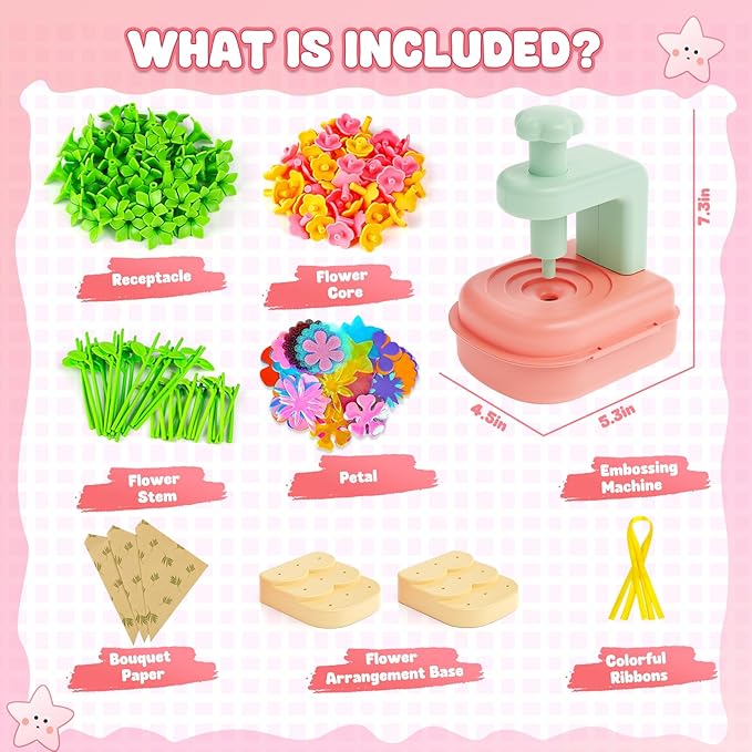 beefunni Flower Bouquet Craft Kit, Mothers Day Crafts for Kids Classroom, DIY Craft Toys for Kids Ages 4-8, Educational Flower Make Toy for Toddler, Birthday Gift for 4 5 6 7 8+ Year Old Girls and Boy