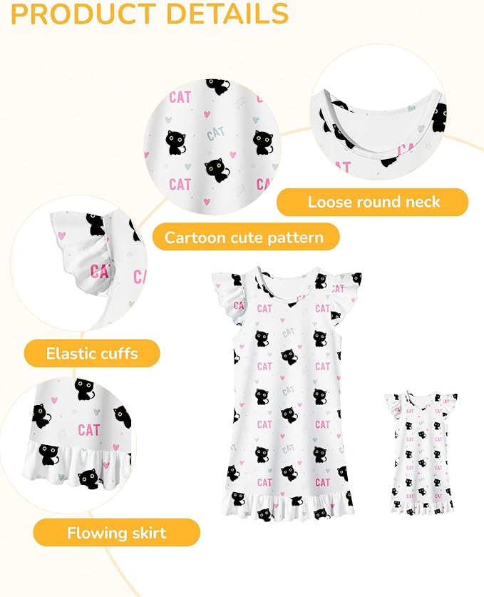 LQSZ Doll and Girl Matching Nightgown Outfit Pajamas Nightie Nightgown for Girls and Dolls Clothes