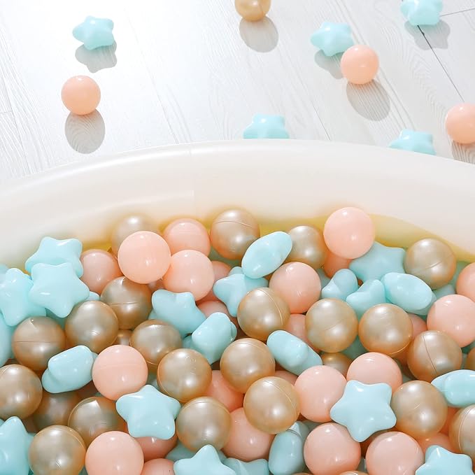 Realhaha Ball Pit Balls 50 100 200 500, Star Shapes for Babies Kids Playpen Plastic Balls for Babies Ball Pool Puppy Playballs