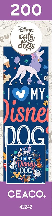 Ceaco - Disney Cats and Dogs - I Love My Disney Dog - 200 Piece Puzzle for Families - Challenging and Perfect for Game Nights - Finished Puzzle Size 15 x 15
