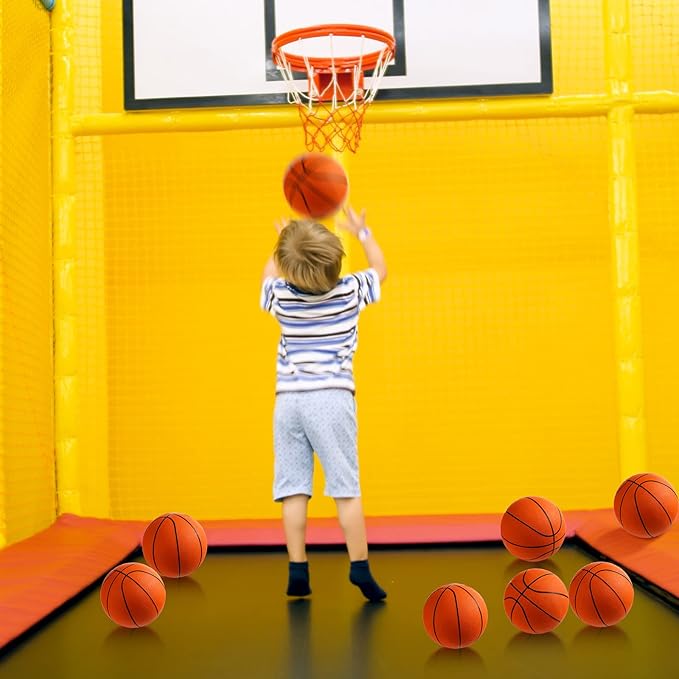 Vinsot 8 Pack Mini Rubber Basketballs Set 7 Inch Mini Hoop Basket Ball with Air Pump for Beginner Basketball Arcade Games Indoor Outdoor Pool Party Favors