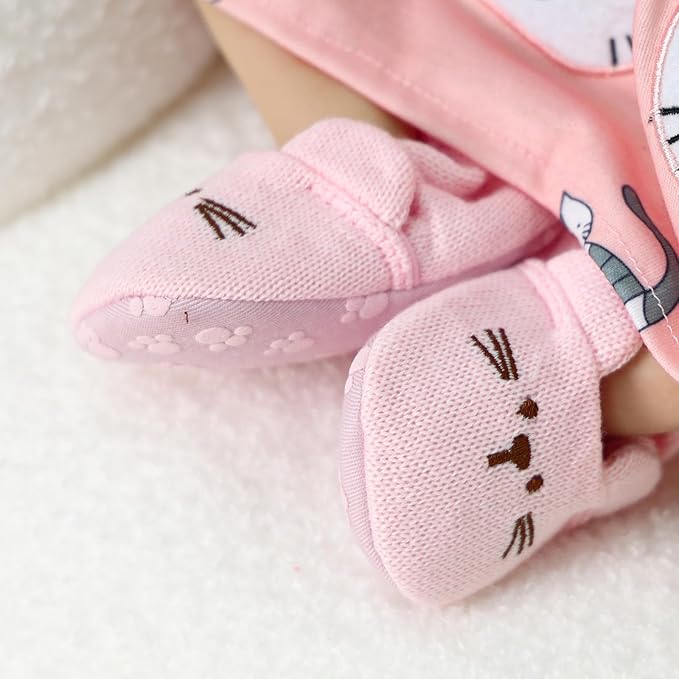 BABESIDE Baby Doll Shoes for 20-26 Inch Dolls, Reborn Baby Doll Shoes with Cute Paw Patterns fit Realistic Baby Doll Girls, Only Pink Reborn Dolls Shoes