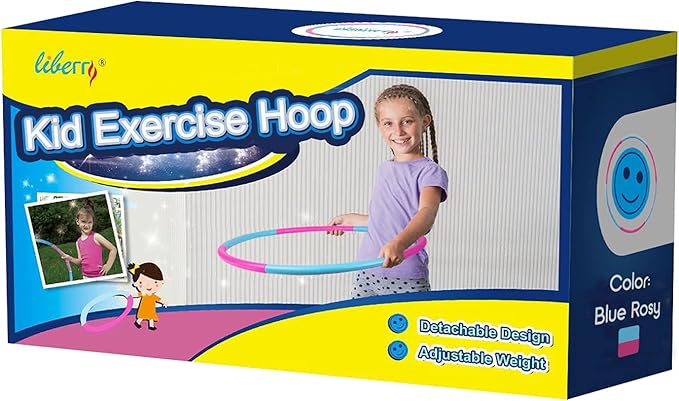 Liberry Kids Exercise Hoop, Detachable & Size Adjustable Toy Hoop, Professional Hoola Rings, Sport Gift in Blue, Pink