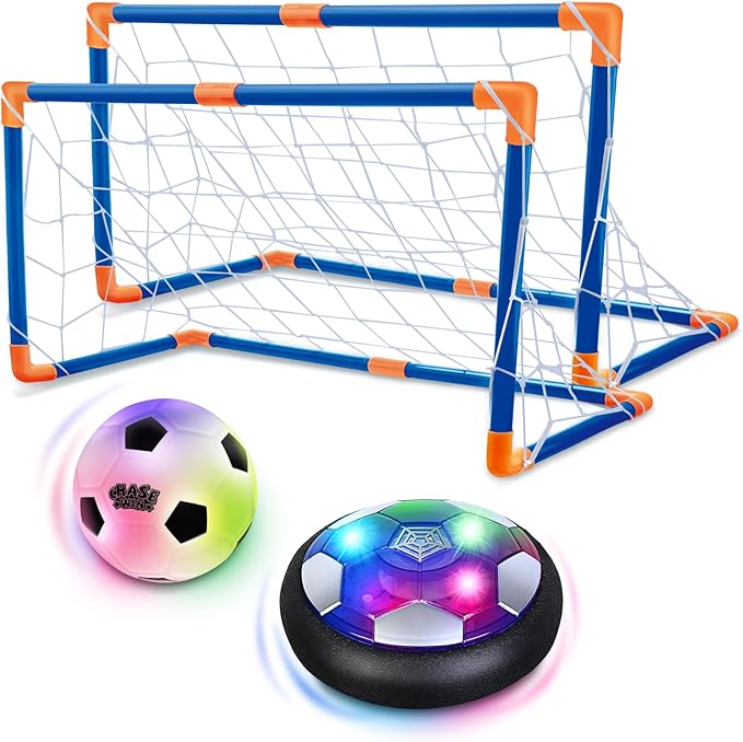 Soccer Ball Toys Game for Kids Age 3 4 5 6 7 8-12, Hover Soccer Ball Set with Hover Soccer Balls, Light-Up Indoor football Balls and 2 Goals, Christmas Birthday Gifts for Boy Girl 3-5 6-8 Year Old