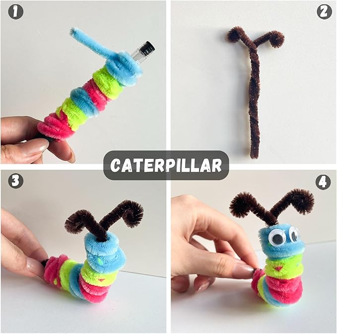 300pcs Black Pipe Cleaners Bulk Craft,Chenille Stems,Craft Supplies,DIY Decor Ccrafts for Adults,Kids Games Toys for Ages 8-13,Christmas Birthday Gift for Kids,School Supplies