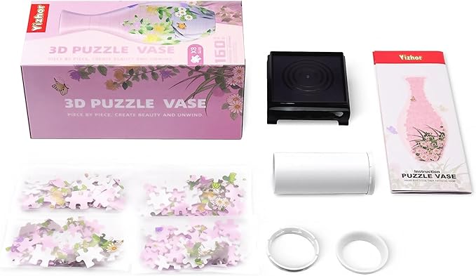 3D Puzzle Vase for Adults, 160 Piece Unique Flower Vase, Crafts for Adults, Home Decor Gift for Flower Arrangements (Chrysanthemum)