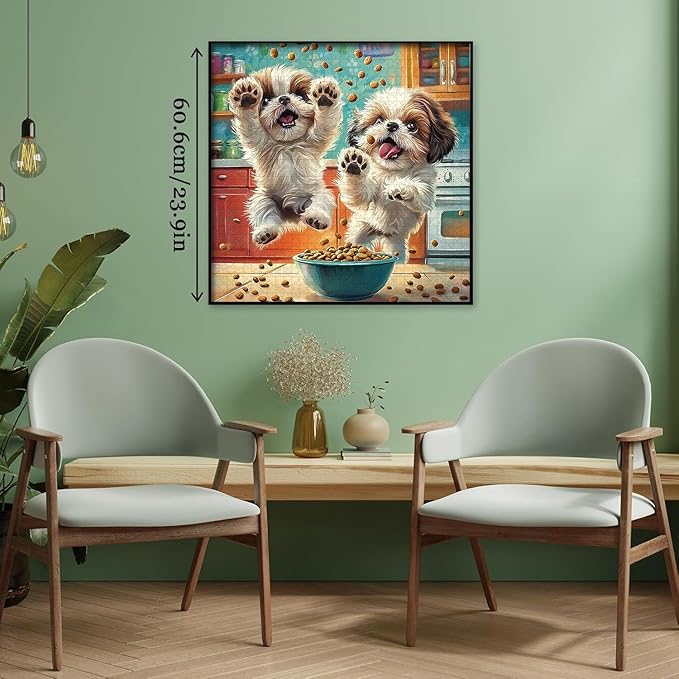 PICKFORU Shih Tzu Snack Time Puzzles for Adults 1000 Pieces, Funny Dog Kitchen Jigsaw Puzzle, Challenging Difficult Unique Cute Puppy Theme as Wall Decor