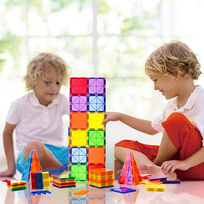 CuteTiger Mangetic Tiles, 100PCS Magnet Building Toys, Magnetic Building Set for Kids, Stacking Blocks, Perfect STEM Toys Gift for Boys and Girls