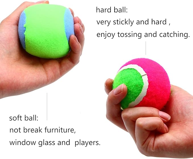 Aneco Paddle Catch Ball and Toss Game Set Disc Toss and Catch Paddle Game with 1 Storage Bag, 4 Paddles and 6 Balls (2 Big Balls and 4 Small Balls)