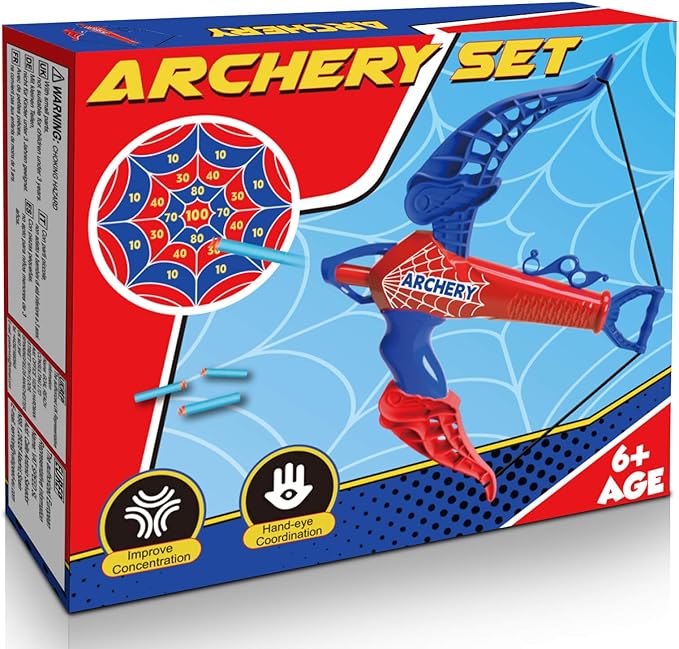 Bow and Arrow for Kids Toys: Spider Archery Set with Target 20 Suction Cup Arrows, Spider Toy Bow and Arrow for Kids 3-8 Shooting Toys for Age 5-7 Indoor Outdoor Toy Gift for Boys Age 3+