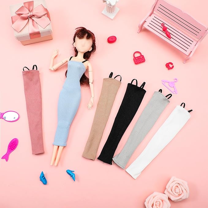 Fourluoo 6 Pcs Spring Doll Clothes 11.8 Inch Fashion Doll Outfits Pants Dresses Skirts Sweet for Xmas Fall Birthday Gifts(Fashion Style)