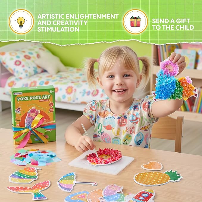 creative kimi 9 PCS Poke Poke Art - Magical Princesses,Foil Art, Mess-Free Fun for Kids, DIY Wood Craft Kits, Creative Activity, Gifts for Girls & Boys Ages 4, 5, 6, 7, 8, 9