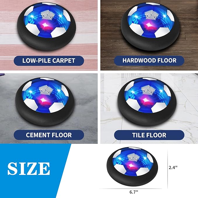 Kids Toys Hover Soccer Ball Rechargeable, Stocking Stuffers for Kids Indoor Games with Flashing Light for Christmas Halloween Birthday for Boys Girls Toddlers 3 -10 Years Old