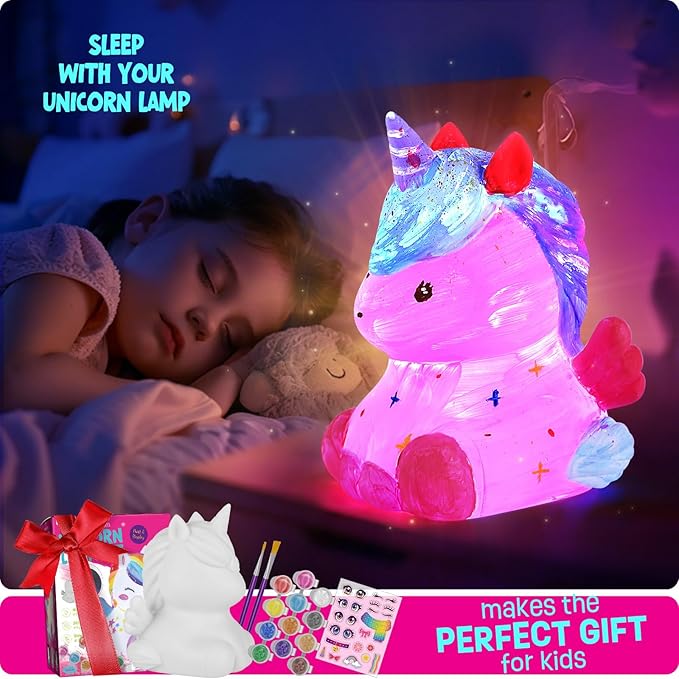 Paint Your Own Unicorn Lamp Kit, Art Supplies Unicorn Painting kit for Kids, Arts and Crafts for Kids Ages 6-12, Unicorn Toys Birthday Easter Gifts for Kids Girls Boys Ages 3 4 5 6 7 8 9 10 11 12+