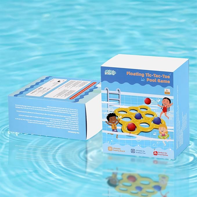 MoKo Pool Water Toys Tic-Tac-Toe Games Set, Inflatable Floats Toy with 10 Balls, Pool Games for Family Party Outdoor Beach Adults Teens Kids 2-10 Players