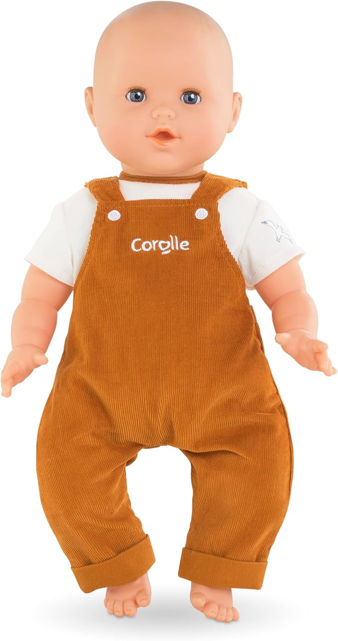 Corolle 14” Baby Doll Outfit - Loire Riverside Overalls and T-Shirt - Mon Grand Poupon Outfits and Accessories fit 14" Dolls, for Kids Ages 2 Years and up