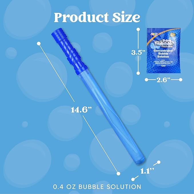 JOYIN 48 PCS 14.6’’ Big Bubble Wands for Kids, Bubble Wand with Refill Solution for Summer Toy Party Favor, Outdoors Toy Activity, Easter Basket Stuffers, Birthday Gift