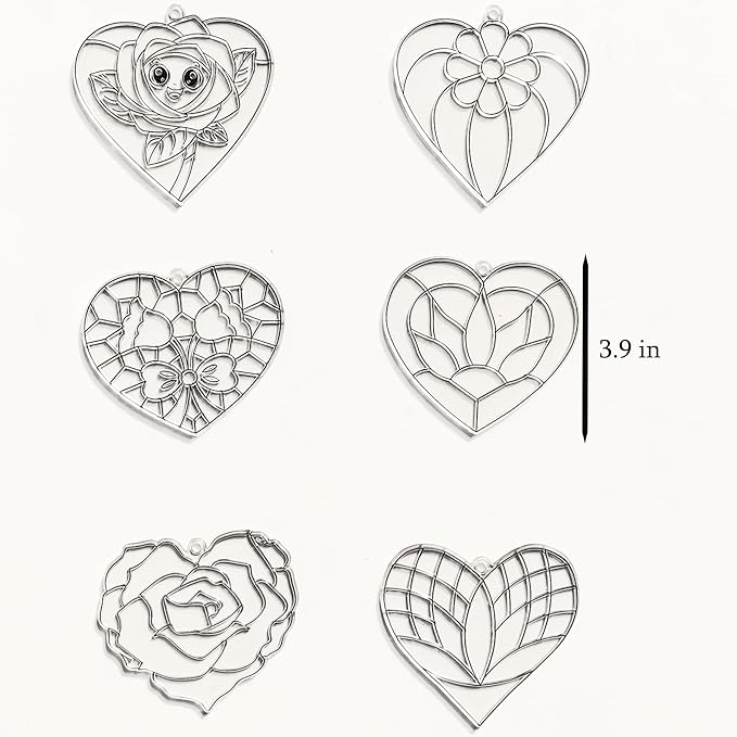 Ayhuhra 30 Sets Valentine's Day Suncatcher Craft Flowers Heart Suncatchers Glow in The Dark Valentines DIY Window Paint Art Suncatchers for Valentine Gift Exchange Mother's Day Art Craft Supplies