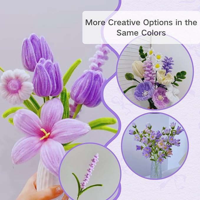 500pcs Pipe Cleaners Craft for Flowers,Chenille Stems for DIY Flower Making Kit,Pipe Cleaners Projects Creative for DIY Art and Craft,Ideal for Holiday Decoration(Daisy)