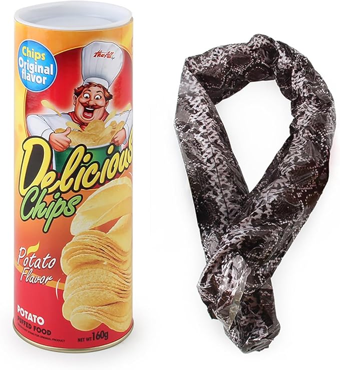 Blppldyci The Potato Chip Snake Can Jump Spring Toy Gift April Fool Day Halloween Party Decoration Jokes in A Gag Prank Large Size (Potato Chip Style)(1pcs)