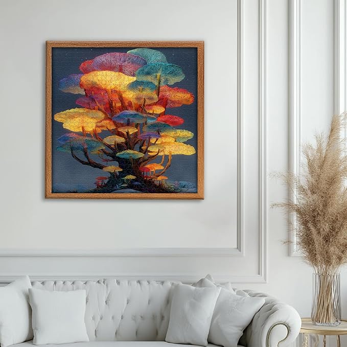 PICKFORU Gradient Mushrooms Jigsaw Puzzles 1000 Pieces for Adults, Colorful Nature Plant Puzzles, Difficult Impossible Art Puzzle