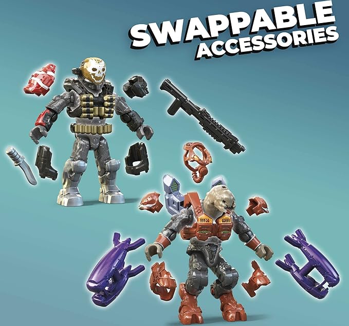 MEGA Halo Action Figure Building Toys Set, 20th Anniversary Character Collector Pack with 352 Pieces, 20 Poseable Articulation Figures, Kids or Adults