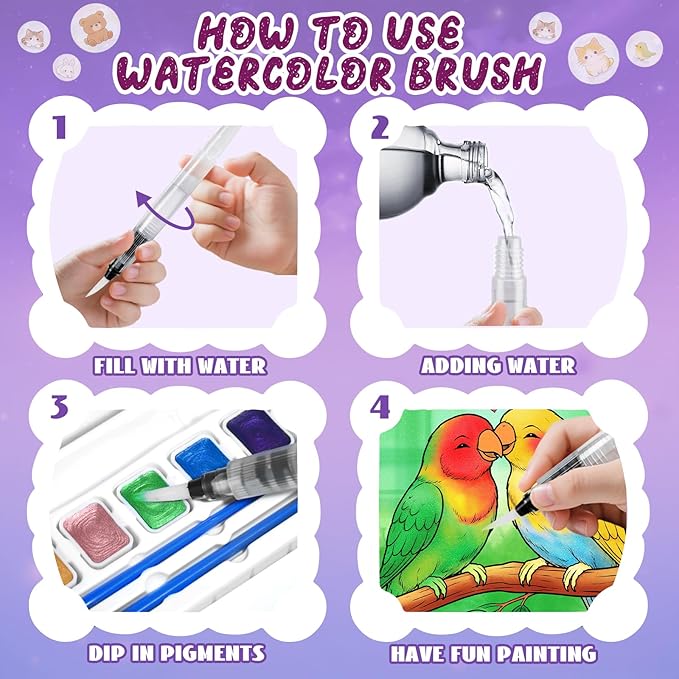 Paint with Water Coloring Books for Kids, Mess Free Watercolor Painting Kit with Animal Mask, Painting Activity for Kids Ages 3-5 4-8, Arts Crafts Drawing Gift Toy for Boy Girl