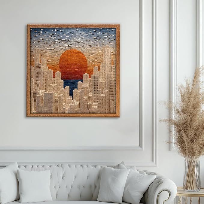 PICKFORU Gradient Sunset Puzzles for Adults 1000 Pieces, Mosaic City Jigsaw Puzzles, Unique Difficult Gradient Sky Puzzle