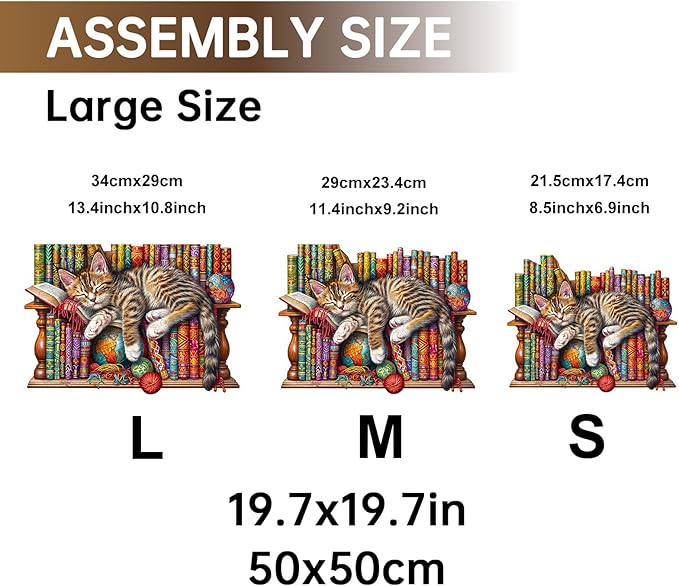 Jigfoxy Wooden Puzzles for Adults, Cat Wood Puzzle for Adults, Unique Animal-Shaped Wooden Jigsaw Puzzle, Christmas Thanksgiving Gifts for Puzzle Lovers, Family and Friends (S-8.5 * 6.9in-100pcs)