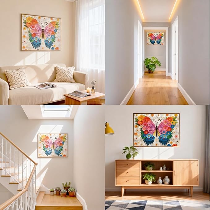 1000 Pieces Jigsaw Puzzles for Adults, Butterfly Jigsaw Puzzles 1000 Piece with Letters on Back, Butterfly Puzzle for Adults - Finished Size is 19.7"x27.6"