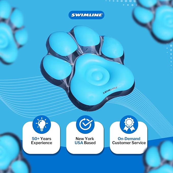 SWIMLINE Original Pet Pawprint Pool Float – Durable Vinyl Lounger for Adults & Teens – Fun Pool Float for Lake, Beach, or Backyard – Easy to Inflate and Store