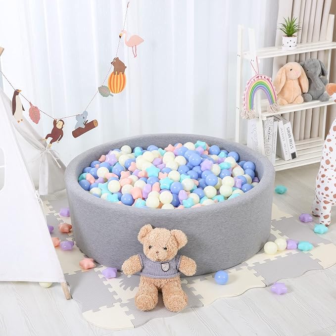 STARBOLO Star Ball Pit Balls for Kids - 200pcs Crush Proof Plastic Children's Toy Balls Macaron Ocean Balls for Birthday Parties Games Pool