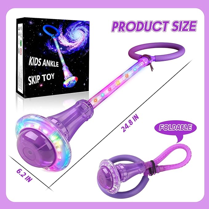 Dolanus Skip Toys for 5-12 Year Old Kids, Girls Birthday Gifts for Age 5 6 7 8 9 10 11 12, Outdoor Outside Sports Games, Girls Toys Age 6-8 8-13, Portable Colorful Flash Wheel Swing Ball (Purple)