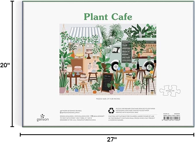 Galison Plant Cafe 1000 Piece Puzzle from Galison - 1000 Piece Botanical Puzzle for Adults, Wonderful Illustrations from Frankie Penwill, Thick and Sturdy Pieces, Great Gift Idea
