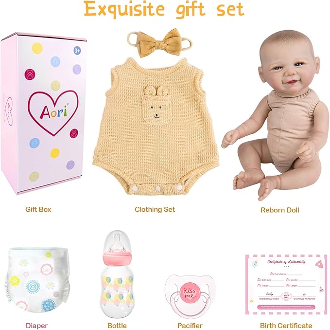 Aori Lifelike Reborn Baby Dolls - 20-inch Realistic Newborn Girl with Soft Body, Premium Weighted Baby Doll That Look Real with Outfit for Girls Age 3+, Parents, Elderly