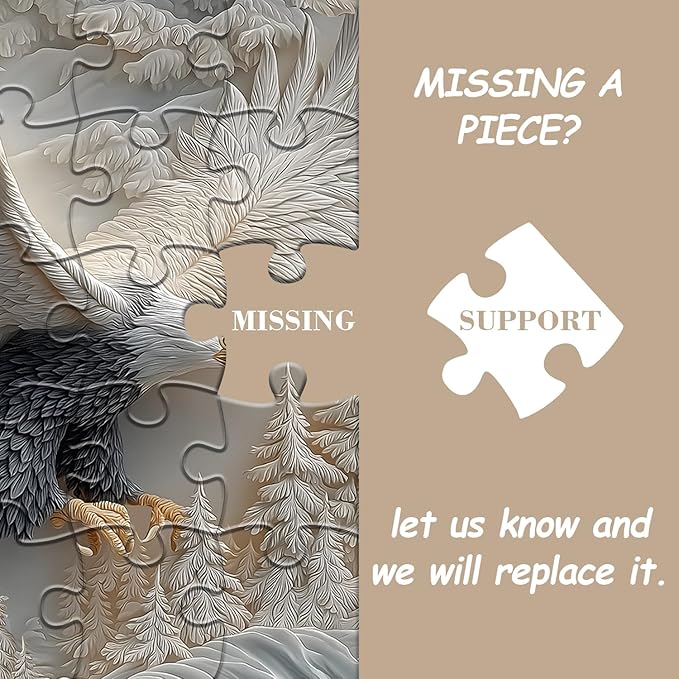 The Carved Eagle Jigsaw Puzzle 1000 Pieces, Majestic Bald Eagle Bird Puzzles for Adults,White Forest Art Nature Puzzle Animal, Unique Challenging Impossible Hard Puzzles