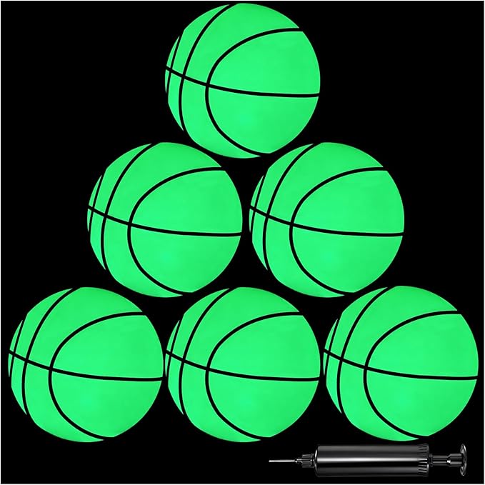 Glow in The Dark Basketball, 6 Pack Mini Basketball Toy for Kids and Adults, Great for Floating Water Basketball Hoops Toys Beach Pool Games Pool Party and Indoor or Outdoor Play
