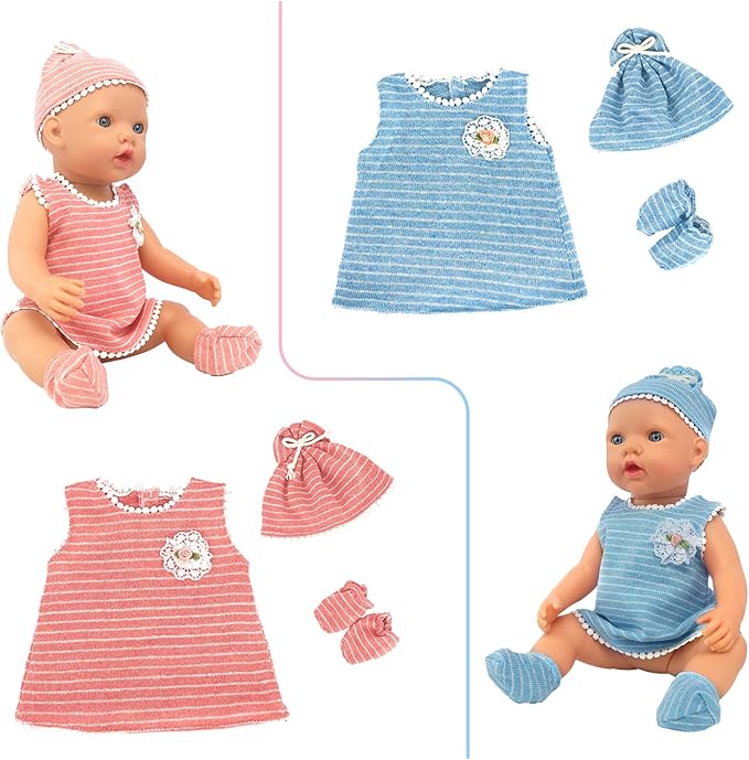UNICORN ELEMENT 6 Sets 14-18 Inch Baby Doll Clothes, 16 Inch Doll Outfit for 43cm Reborn Dolls, Total 15 Pcs Doll Accessories Doll Clothes and Accessories for 18 Inch Girl Dolls