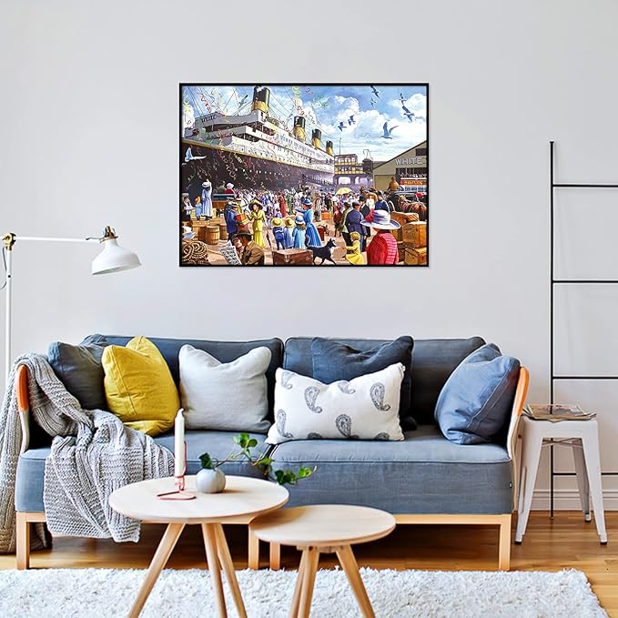 1000 Piece Puzzle for Adults R.M.S. Titanic Jigsaw Puzzle 1000 Pieces Cruise Ship Oil Painting Puzzle 1000 Pieces Intellectual Game Puzzles for Adults Teens Seniors Challenging Puzzles