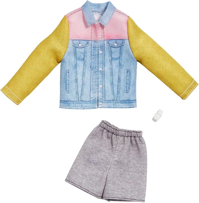 Barbie Fashions Pack: Ken Doll Clothes, Denim Jacket, Shorts, Watch, 3 & Up