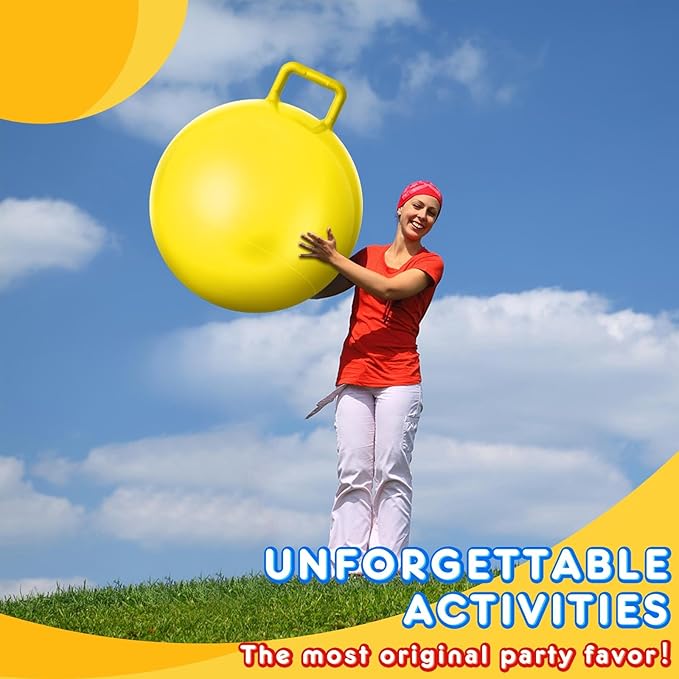 Lewtemi 5 Pcs Hopper Ball 29 Inch Outdoor Games Jumping Hopping Inflatable Bouncing Ball with Handle and Air Pump for Kids Adults Sport Field Playground Exercise Obstacle Course